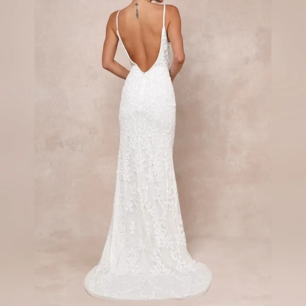 Lulus Everlasting Passion White Sequin Beaded Backless Maxi Wedding Dress - Picture 5 of 16